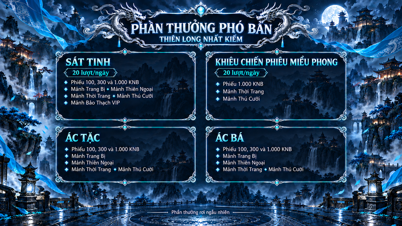 THIÊN LONG NHẤT KIẾM - CHUYỂN SINH 2 TỶ HP - OPEN 19H 10THÁNG10 - HỖ TRỢ TÂN THỦ 30M POINT