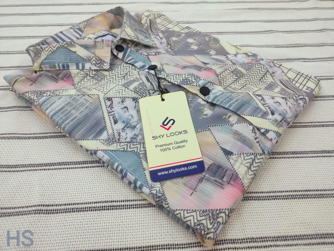 Luxury China Magnet Cotton Signature Half Sleeve Print Shirt