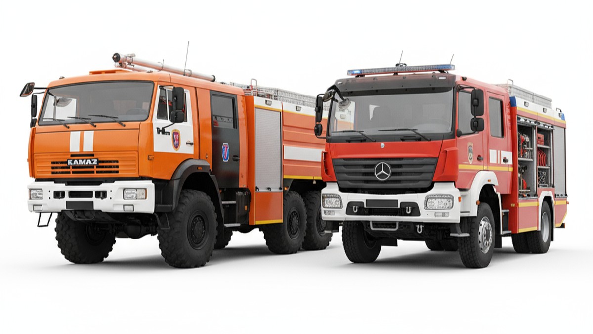 Сравнение размеров пожарных автомобилей КамАЗ и европейского производителя