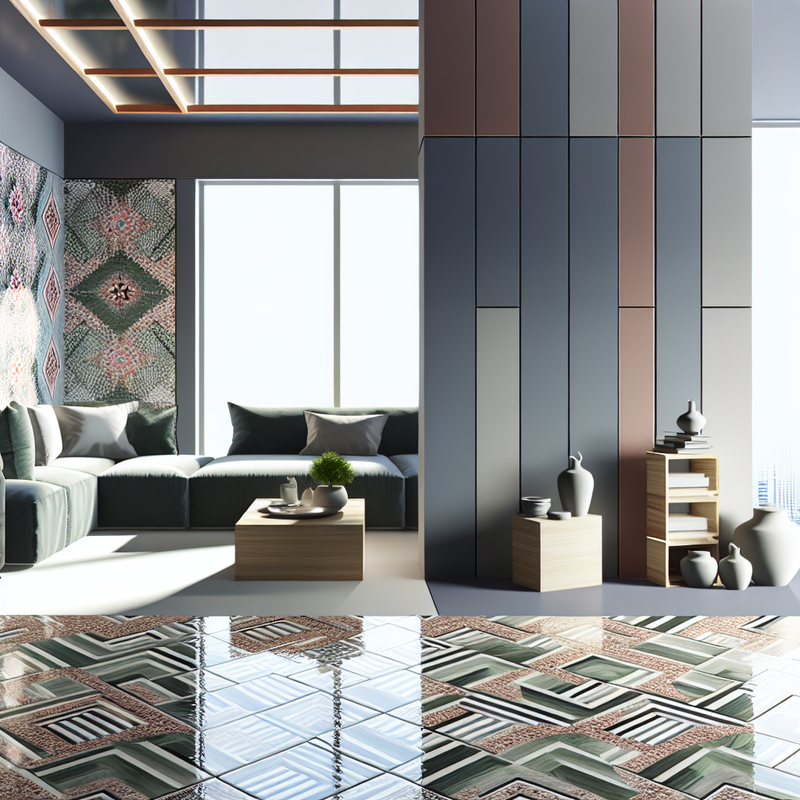 Современный интерьер с выразительными панно из клеевой плитки: пример свободного творческого преображения. Яркие геометрические мозаики и фактурные поверхности.