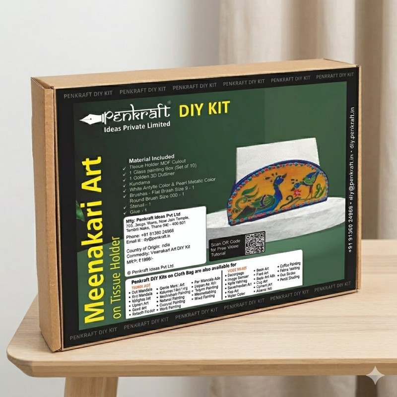 Penkraft Meenakari art Tissue Box Holder DIY Kit