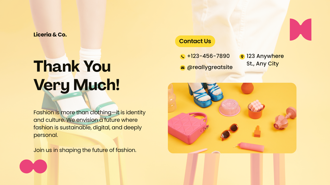 Yellow Green and Pink Dynamic Fashion Pitch Deck Presentation