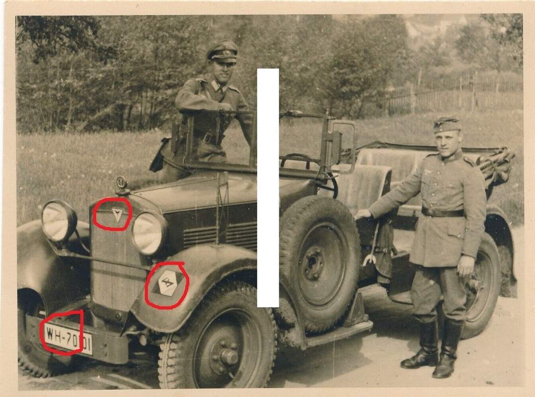 Deutsche Soldaten PKW KFZ Kübelwagen Adler  WH Nummernschild Divisions-Wappen