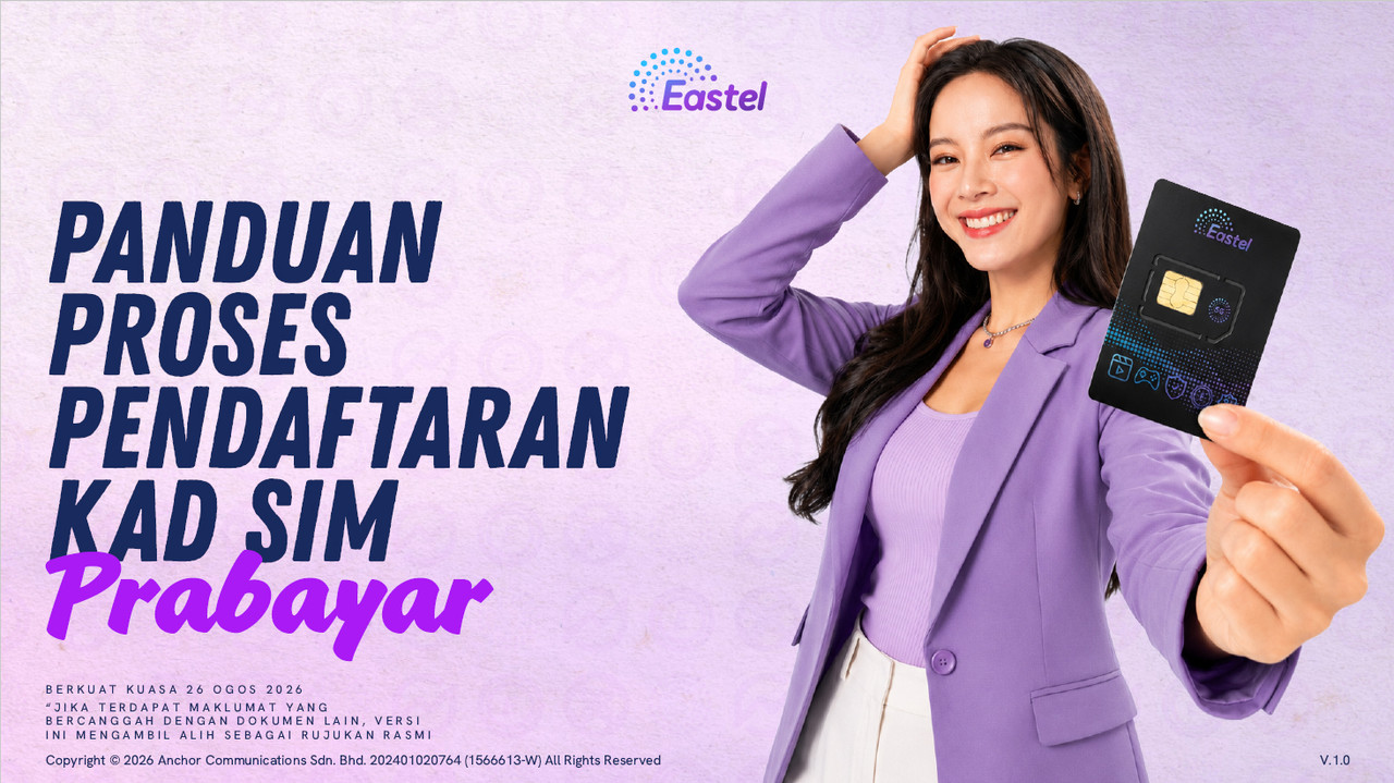 Langkah 1 cara daftar SIM Kad Eastel menggunakan MyDigital ID
