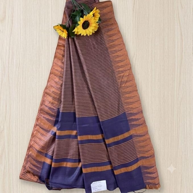 Women's Lightweight Tissue Linen Saree with Unstitched Blouse Piece
