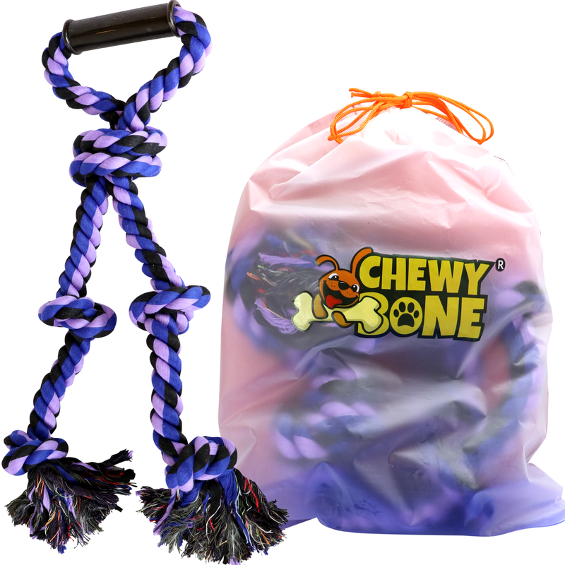 [ CHEWY BONE ] Dog Toys Large Dog Tug Rope For Aggressive Chewer Interactive Bitting Pulling Dog Chew For Medium & Large Dogs Blue 62cm