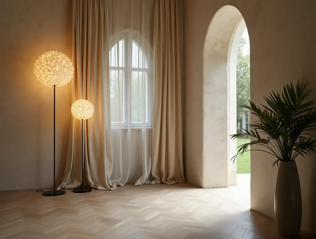 Торшер с круглым абажуром