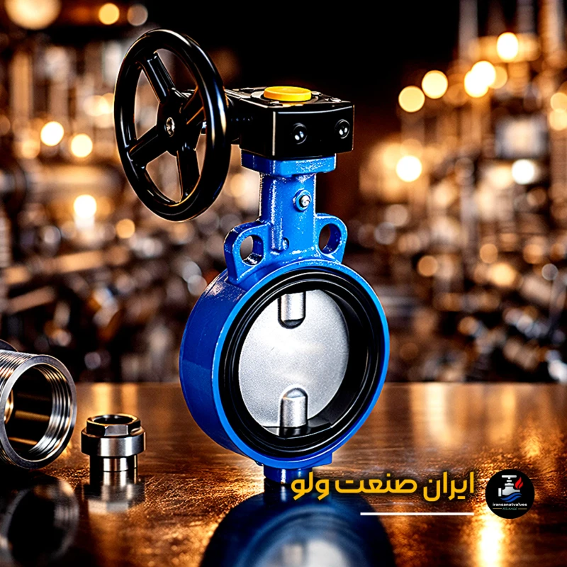 نمای فلنچ و اتصالات شیر پروانهای گیربکس سایز 8 اینچ