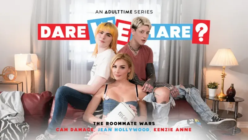 [AdultTime] Jean Hollywood, Cam Damage, Kenzie Anne – The Roommate Wars
