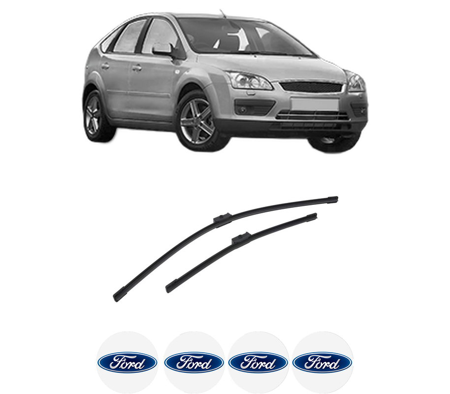 Set stergatoare auto FORD FOCUS II (DA_, HCP, DP) din 2004-2012, pentru parbriz auto, 2 bucati, Bosch Aerotwin, din cauciuc siliconat rezistent, 4 Stickere Auto FORD