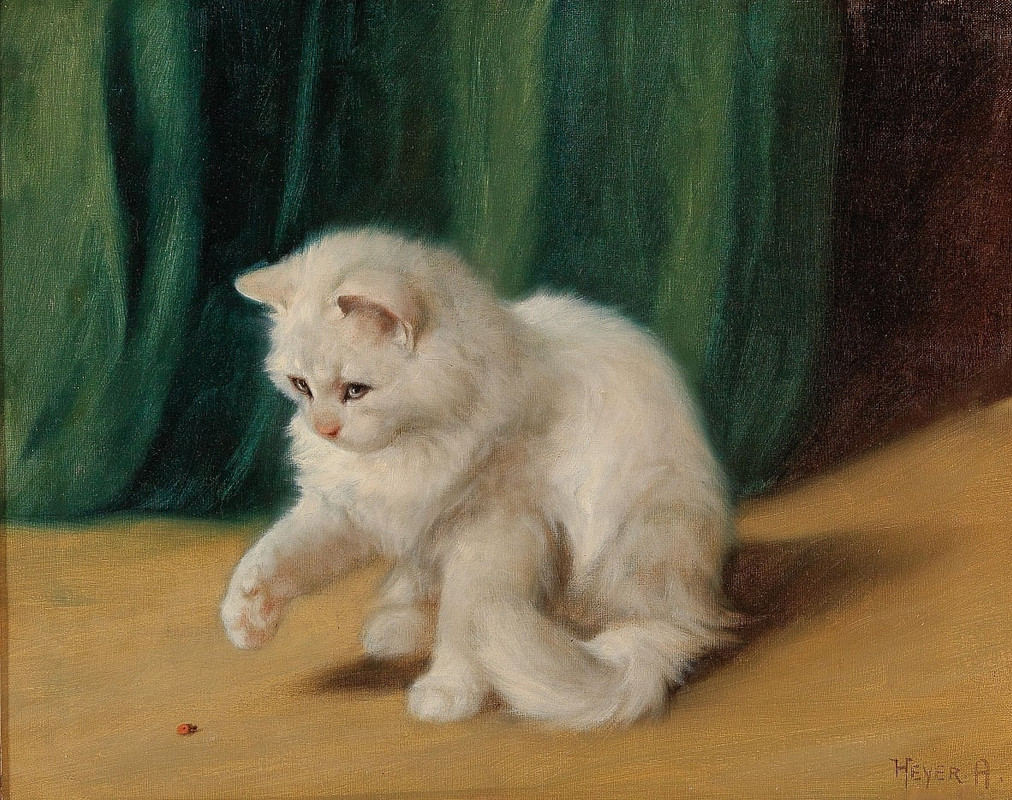 4-Arthur Heyer - Cat with Ladybird - (MeisterDrucke-352629)