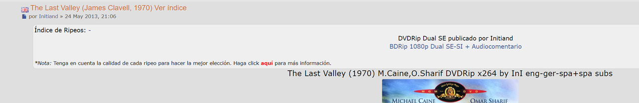 The Last Valley (James Clavell, 1971) BDRip 1080p Dual SE-SI   Audio Comentario (Eulsus)