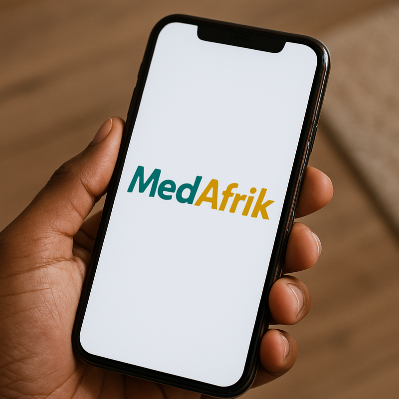 A friendly African pharmacist in a clean, modern pharmacy.