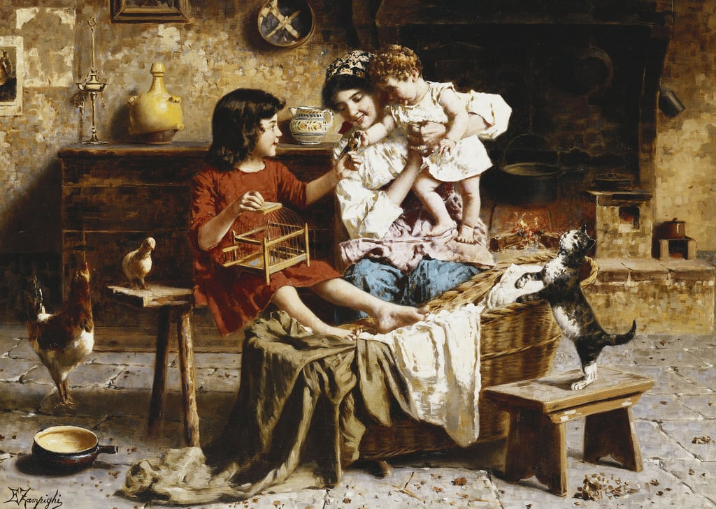 Eugenio-Zampighi-Amusing-Baby-Meister-Drucke-892237