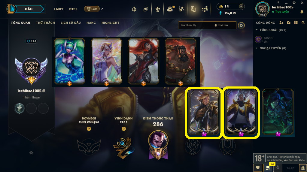 Acc LMHT # - Không Khung