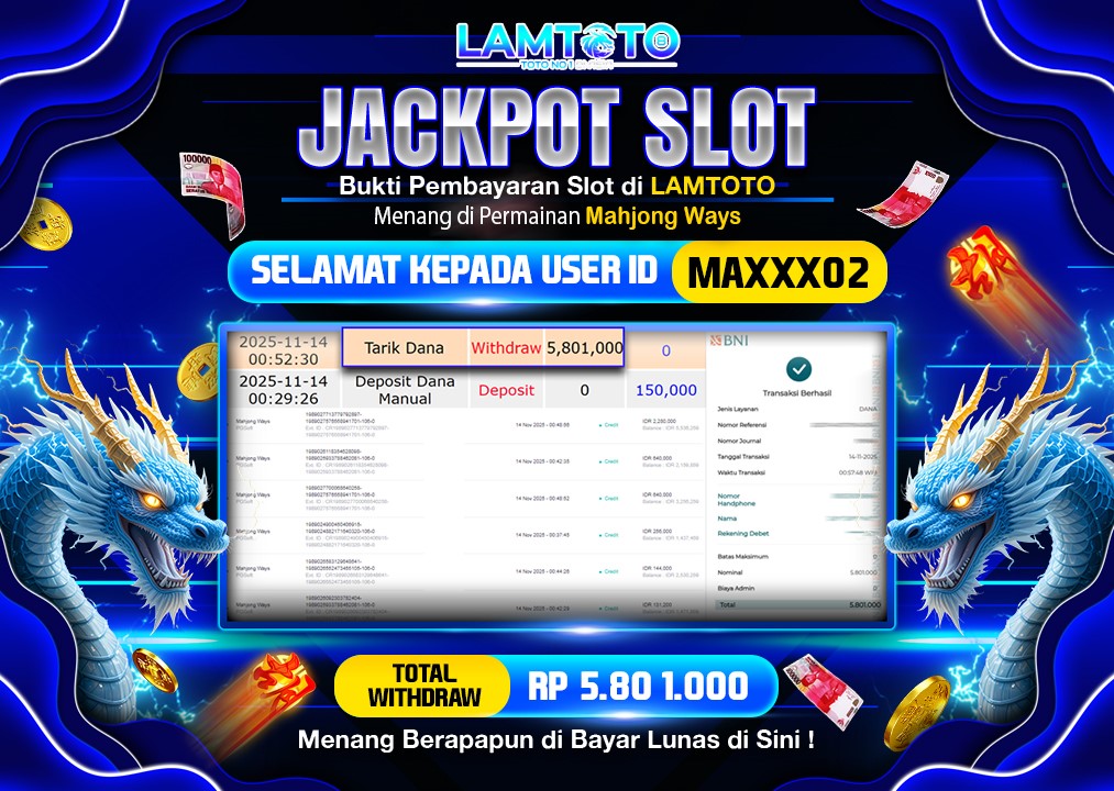 BUKTI JACKPOT LUNAS LAMTOTO