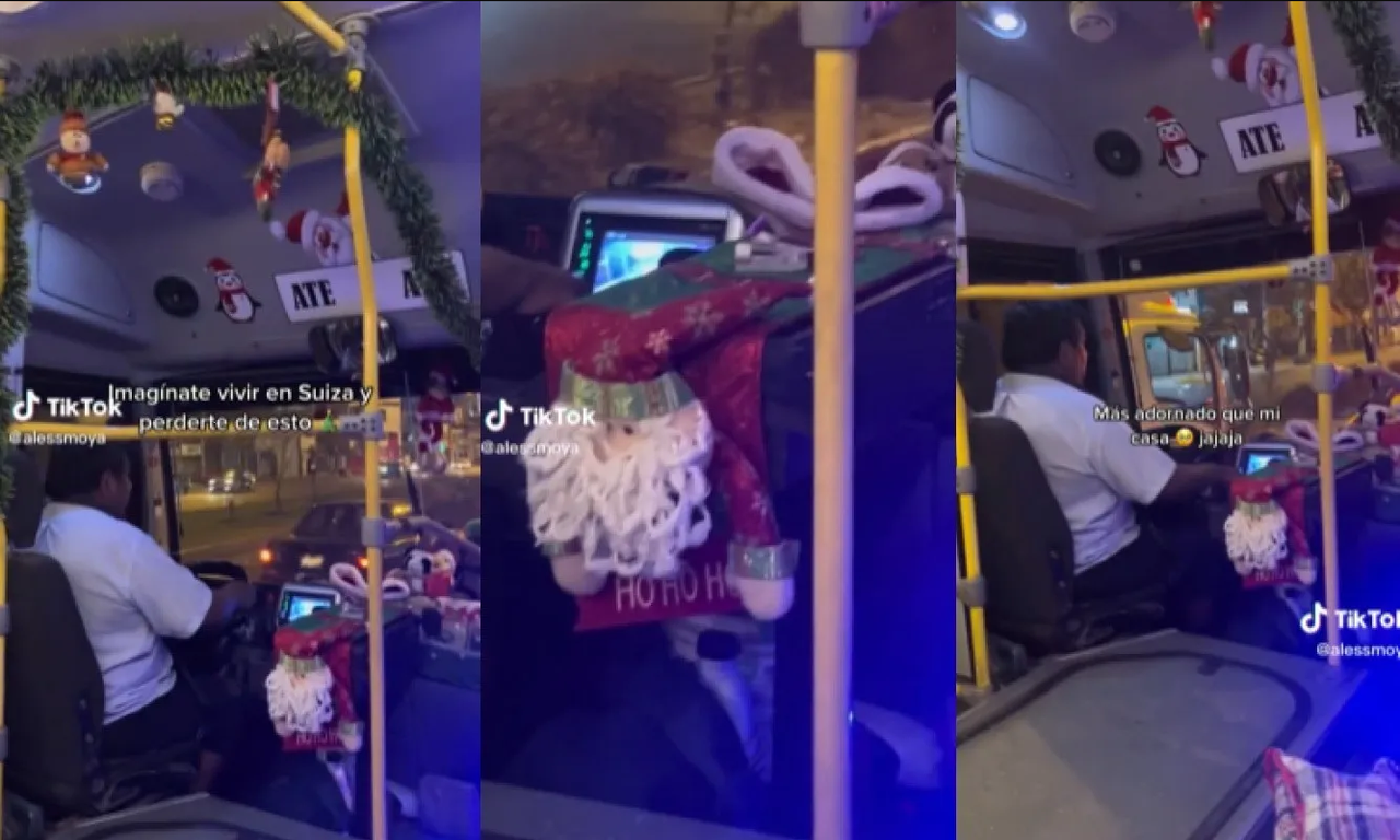 Chofer decoró su unidad de Navidad, el transporte ahora es viral