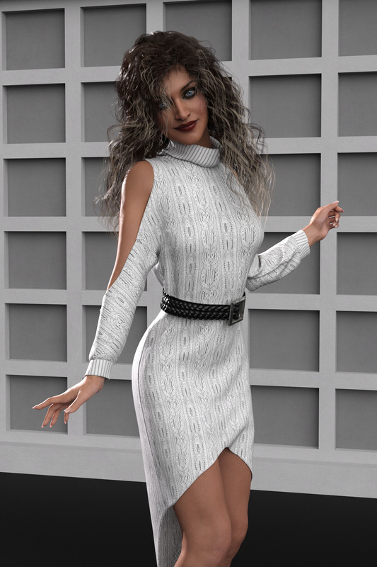 dForce Cold Shoulder Dress for Genesis 8 and 8.1 Females