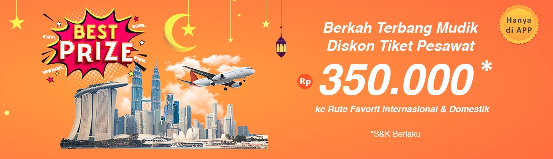 Diskon hingga Rp 350 ribu untuk pemesanan tiket pesawat mudik