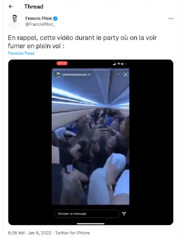 Sebuah video viral menunjukkan sekelompok influencer asal Kanada berpesta di pesawat tanpa masker.