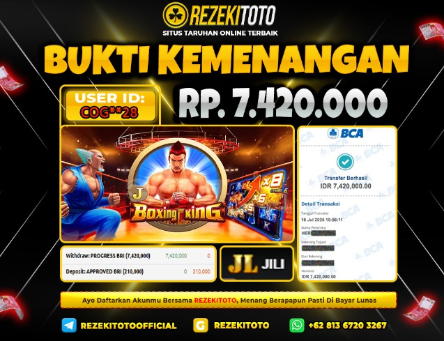 BUKTI KEMENANGAN 18 JULI 2025 BOXING KING 7 JUTA 