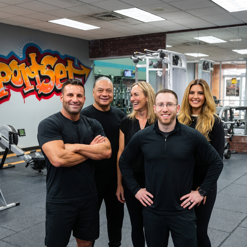 The Sportset personal training team on the gym floor