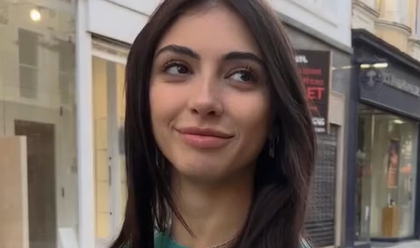 Sara Maughan Opens Green Shirt Revealing Massive Naked Big Tits