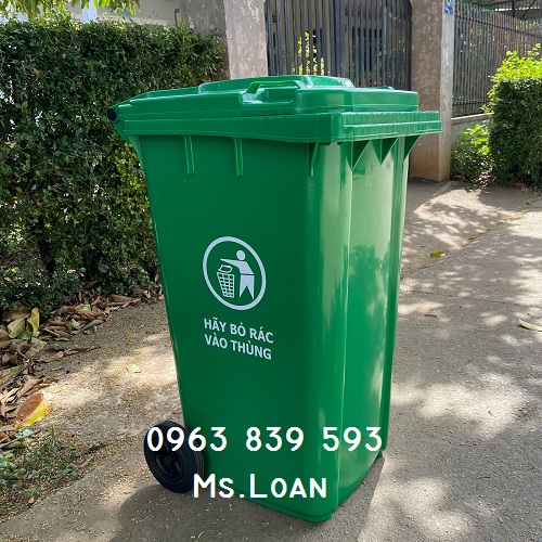 Thùng rác y tế 240L màu xanh, thùng đựng rác sinh hoạt / 0963 839 593 Ms.Loan