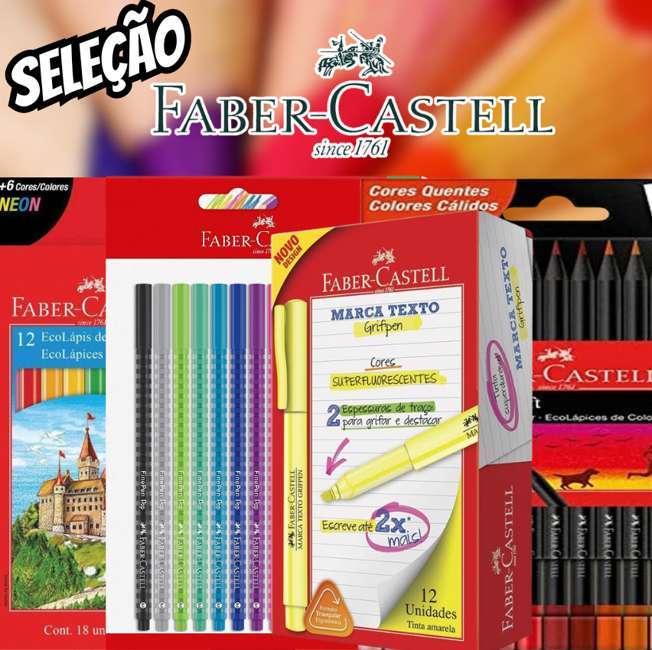 Seleção Faber-Castell de Lapis, Canetas  e Marca textos