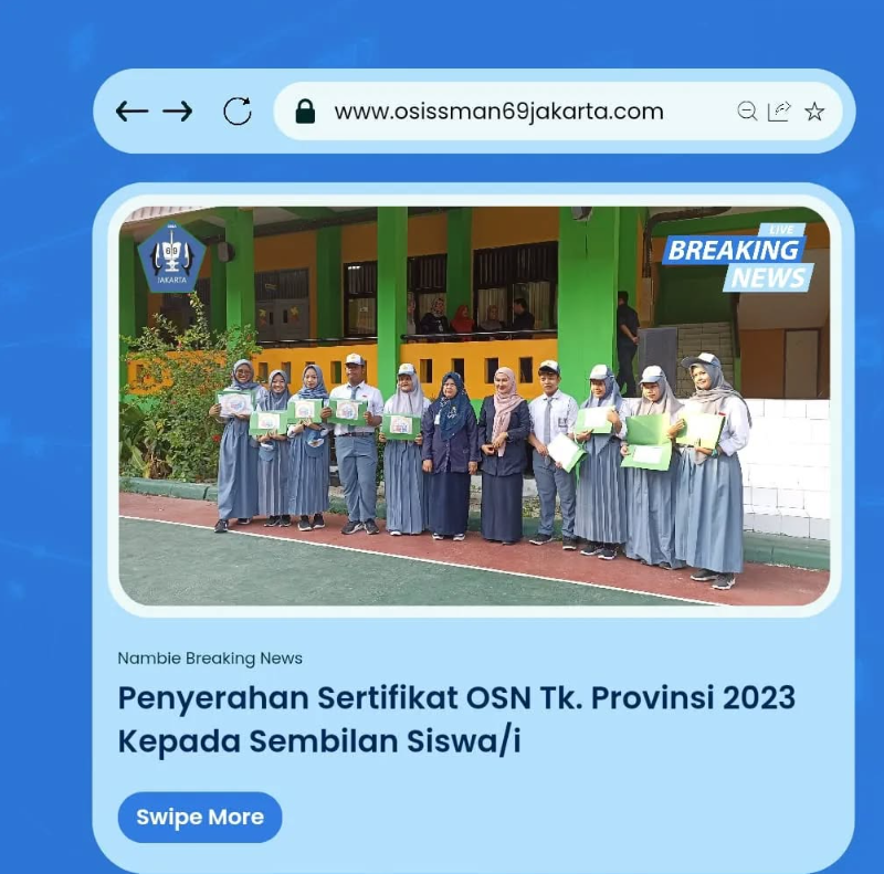PENYERAHAN SERTIFIKAT OSN TK.PROVINSI 2023 KEPADA SISWA/SISWI