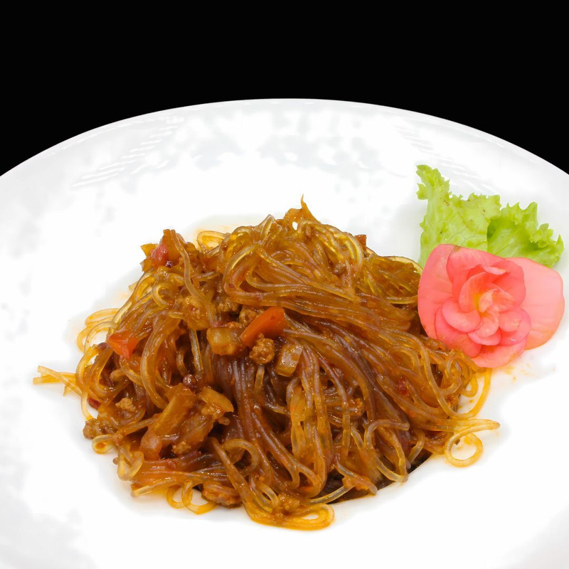 Spaghetti di soia con misto di mare alla piastra