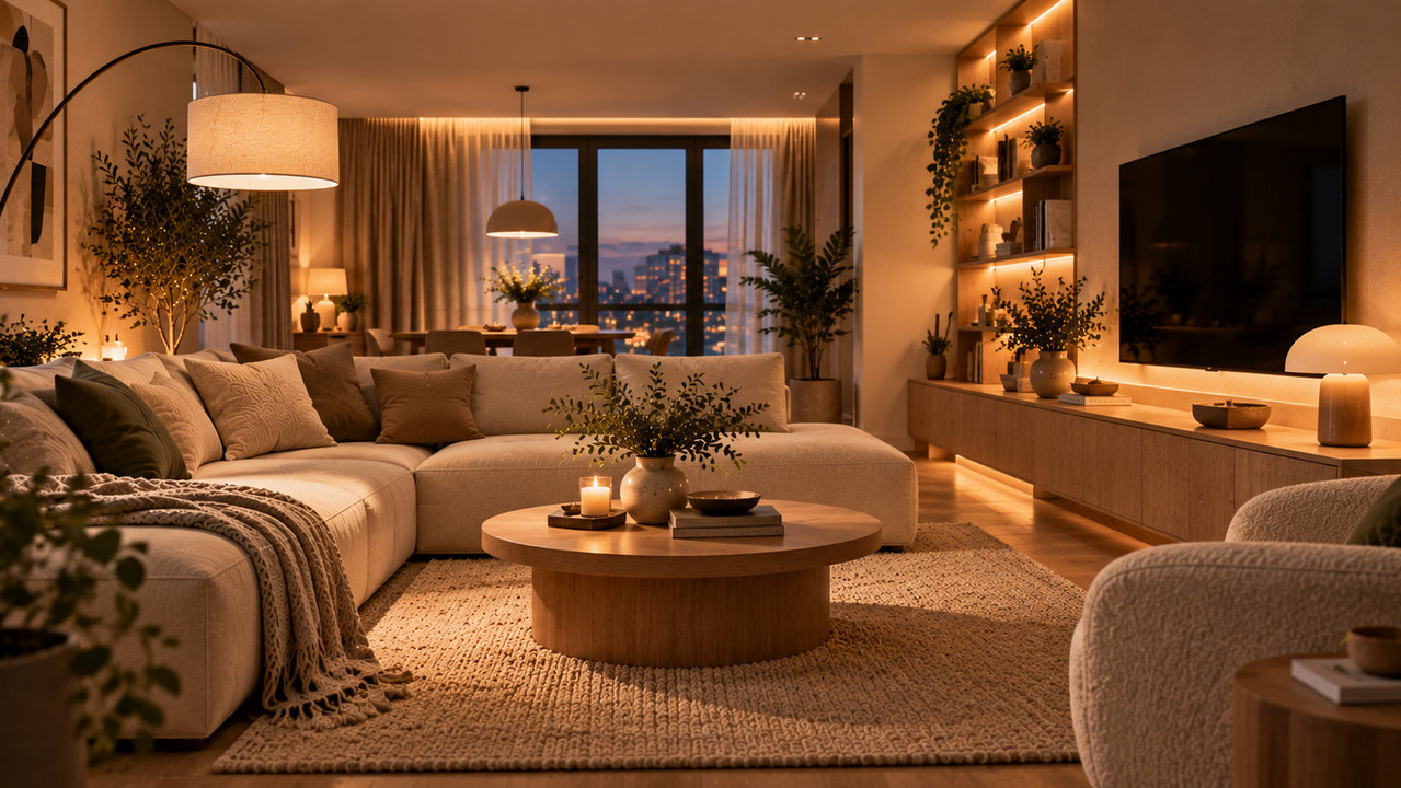 Fundamental principles of interior design: color combinations, lighting, and layout