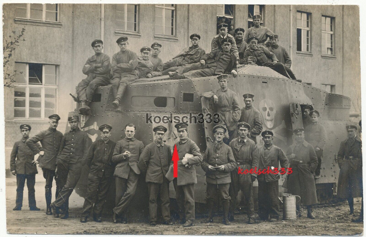Foto Rarität ! Sturmpanzerwagen A7V -Hedi- Freikorps Panzer Leipzig Kokampf 151
