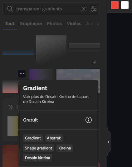 dégradés transparents dans Canva