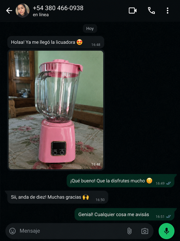 Chat de WhatsApp cliente 7