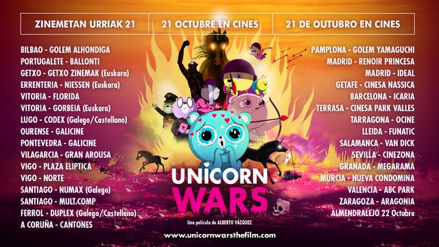 LA PELÍCULA DE ANIMACIÓN PARA ADULTOS “UNICORN WARS” SE ESTRENA HOY EN CINES CON 30 COPIAS