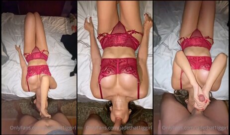 That1iggirl Rough Face Fuck Deepthroat in Red Lingerie