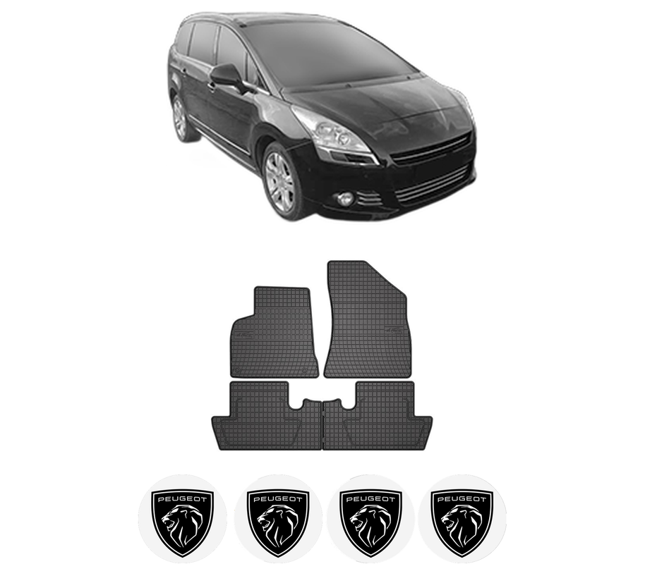 Set covorase presuri PEUGEOT 5008 I Van (0U_) din 2009-2017, auto, din cauciuc thermoplastic, 4 Stickere auto cu PEUGEOT