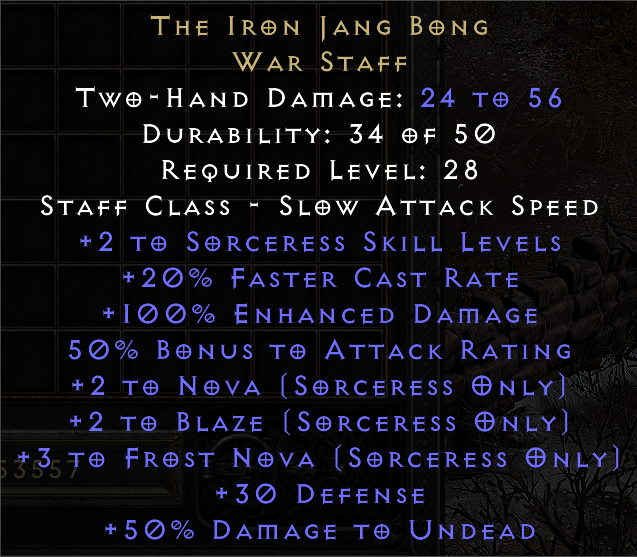 The Iron Jang Bong Sorc Staff Topic d2jsp