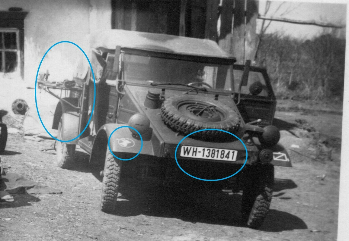 VW 82 KÜBELWAGEN, WERKSTATTWAGEN, 1943, WH-1381841,Truppenkennzeichen