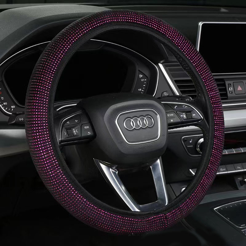 Dark purple Crystal Rhinestone Steering Wheel Cover – Elastic Stretch Design with Full Diamond Embellishment