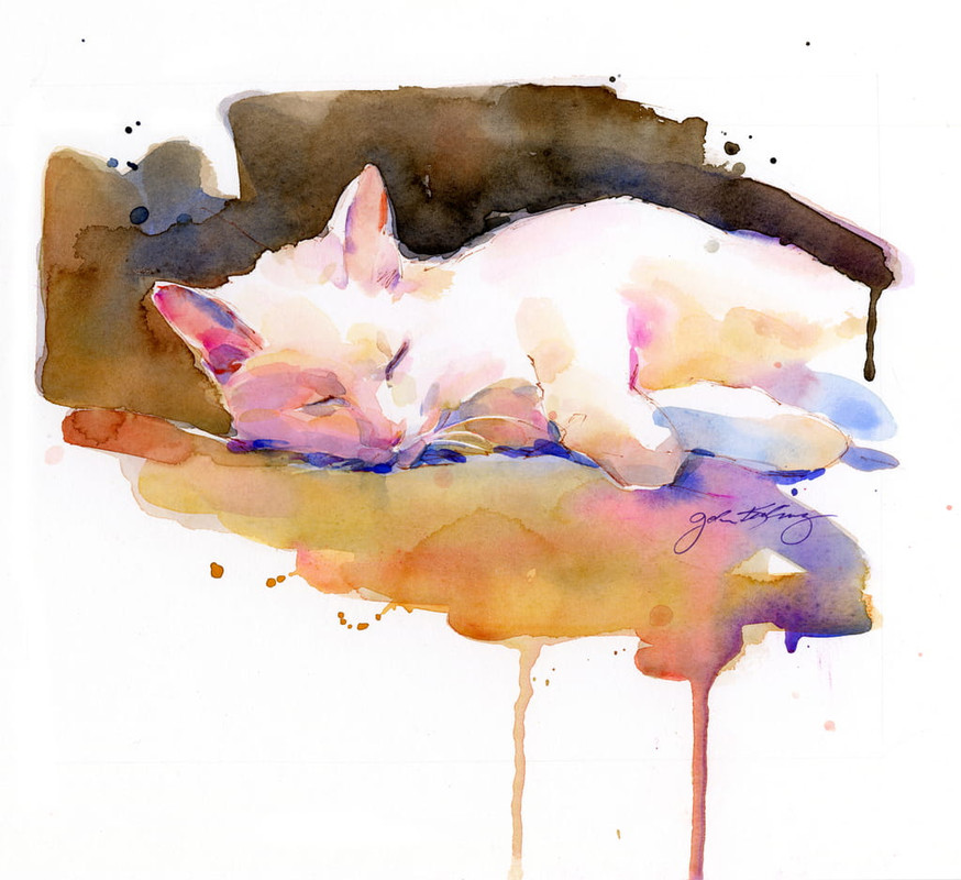 3-John-Keeling-Snowball-sleeping-2014-watercolor-Meister-Drucke-382493