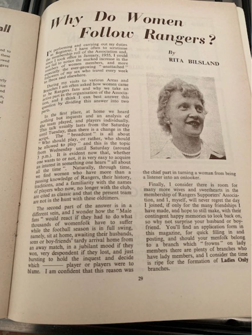 Why do women follow Rangers? RFCSA Annual 1958 — Postimages