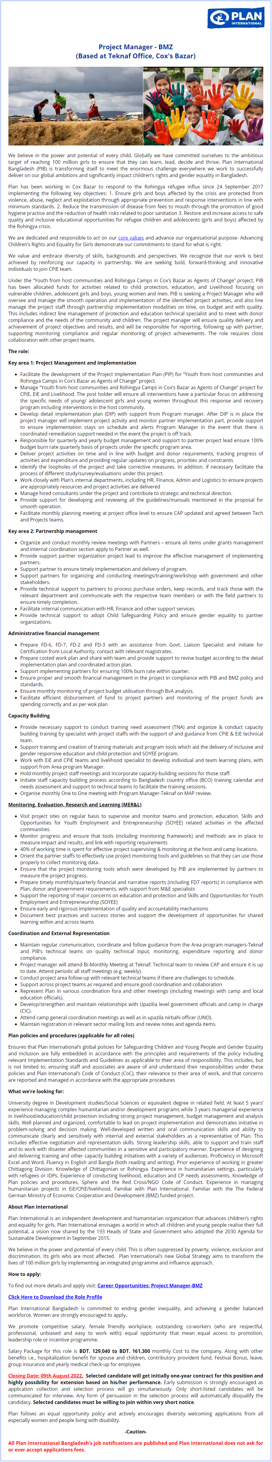 Plan International Bangladesh Job Circular 2022 Image