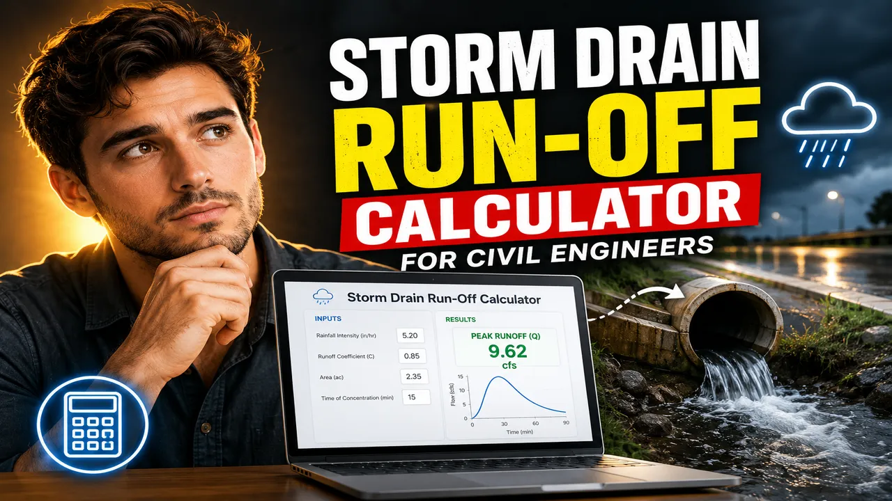 Storm Drain Run-Off Calculator For Civil Engineers