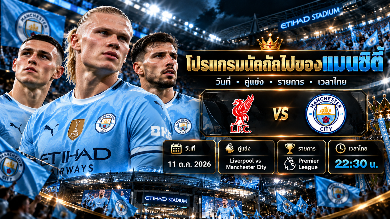 โปรแกรมนัดถัดไปของแมนซิตี้ ตารางการแข่งขันแมนซิตี้