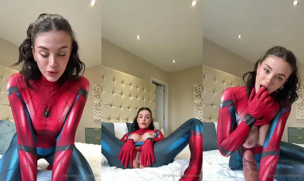 Spidergirl Emily Black Sucks And Rides Her Dildo