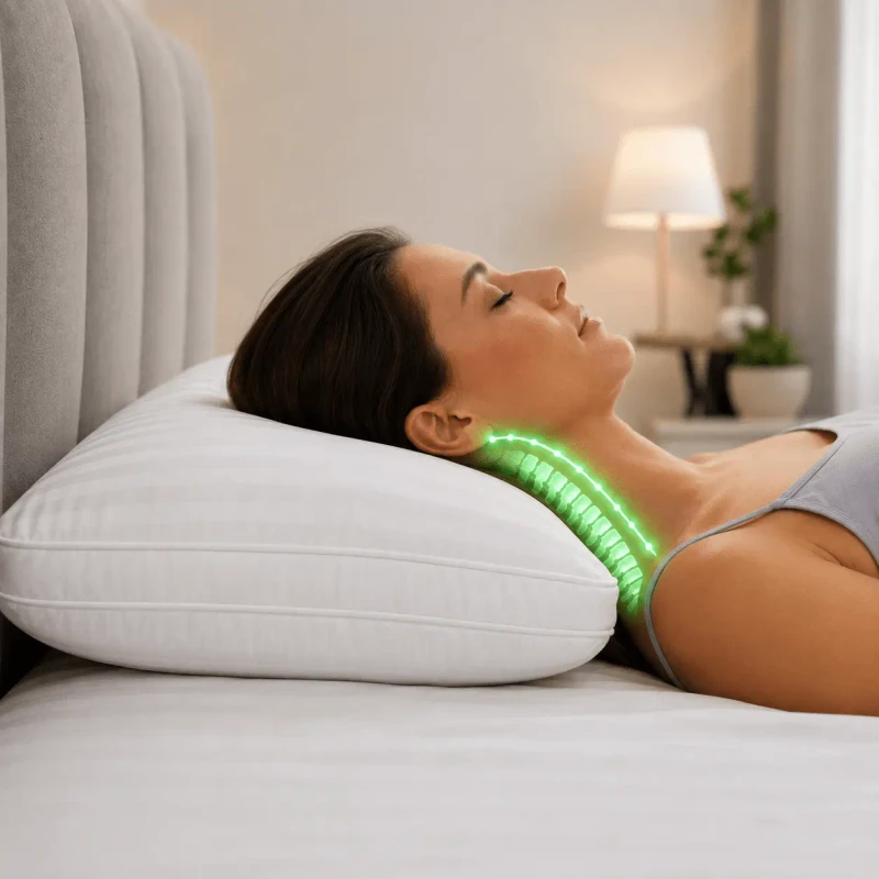 Después: cuello alineado con la Almohada Signature