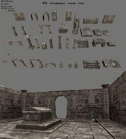 Cgtrader ruin set 1 Low poly 3 D model