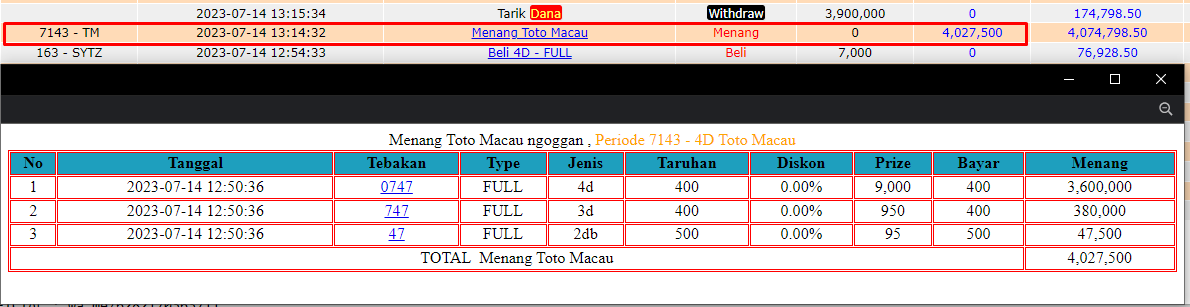 Bukti JP togel hari ini